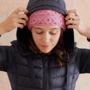 pink cable knit headband by KnitQ for Valentine's Day